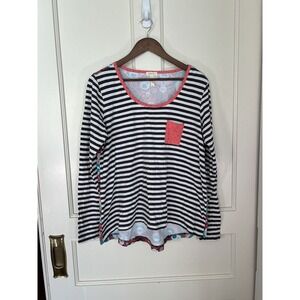 Matilda Jane Women’s Shea Striped Floral Mixed Print Long Sleeve Top Size Large